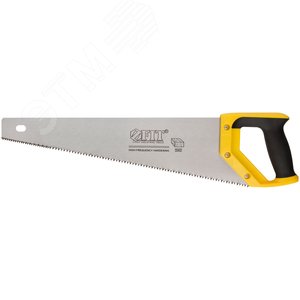 Ножовка по дереву, крупный кален.зуб 5 ТPI с запилом 7 ТPI, 2D заточка, пласт.прорезинен.ручка 450 мм