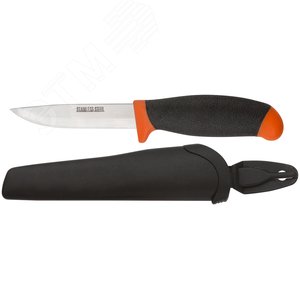 Нож строительный, нерж.сталь, прорезиненная желто-черная ручка