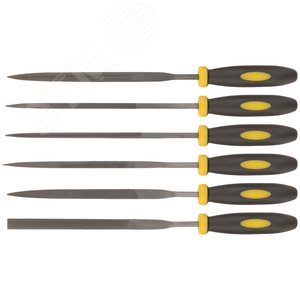 Надфили, прорезиненная ручка, 3х150 мм, 6 шт