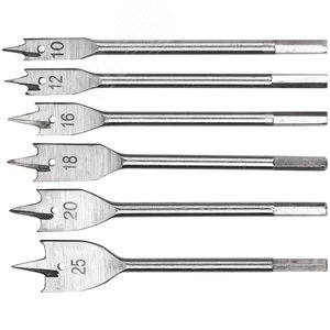 Свёрла по дереву перовые набор, 6 шт (10-12-16-18-20-25 мм)