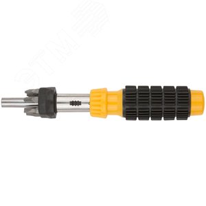 Отвертка реверсивная, 6 CrV бит, желтая ручка с антискользящей накладкой