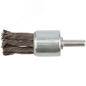 Кордщетка-венчик, со штифтом, витая стальная проволока 28 мм