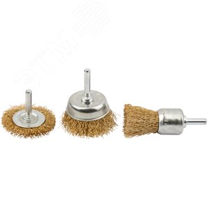 Корщетки со штифтом, набор 3 шт (колесо 50 мм / чашка 50 мм / венчик 25 мм)