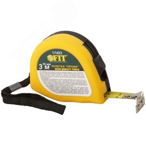 Рулетка Профи, калибр.лента, нейлон.покр., магн.крючок, эласт.корпус черн-желт., двойн.стопор 3 м х 16 мм