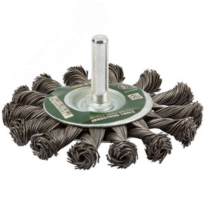 Кордщетка-колесо, со штифтом, витая стальная проволока 75 мм