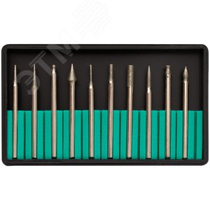 Шарошки, усиленная сталь с алмазным напылением, штифт диаметр 3 мм, 10 шт