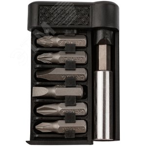 Биты набор 6 шт, CrV 25 мм + адаптер