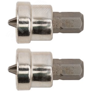Насадки для завинчивания саморезов по гипроку CrV, РН2 х 25 мм, 2 шт., Профи