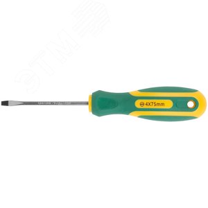 Отвертка ''Контур'', CrV сталь, прорезиненная ручка 4х75 мм SL