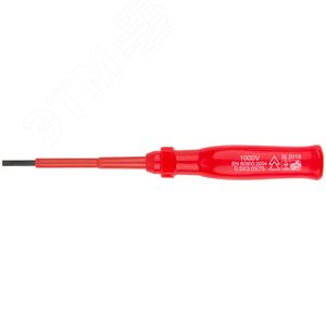 Отвертка изолированная 1000 В, CrV сталь, пластиковая ручка 3х75 мм SL