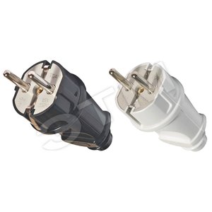 Вилка электрическая прямая с заземлением 16А 250В черная