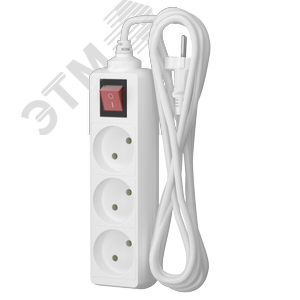 Удлинитель сетевой  10-23S, 2м, 3 розетки, 10А, с выкл., Белый