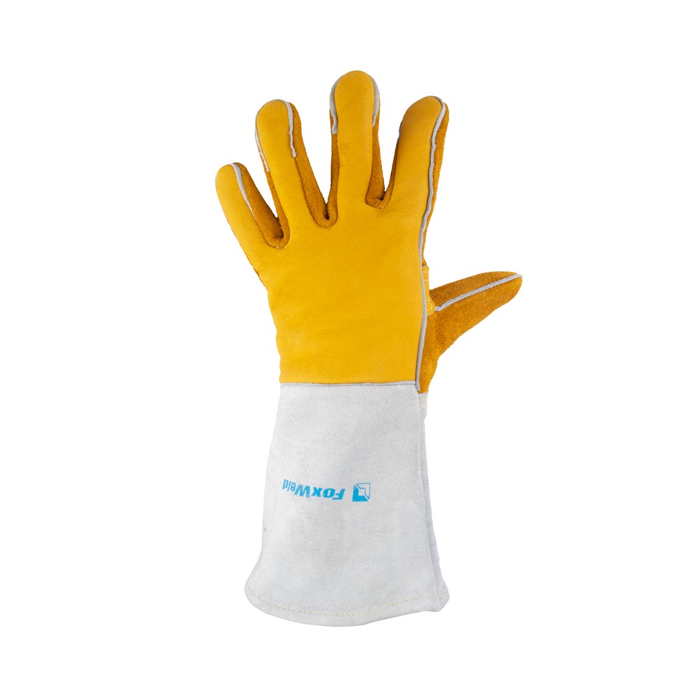 Краги спилковые водоотталкивающие Защита (артикул 10-2750L, пр-во FoxWeld/КНР)