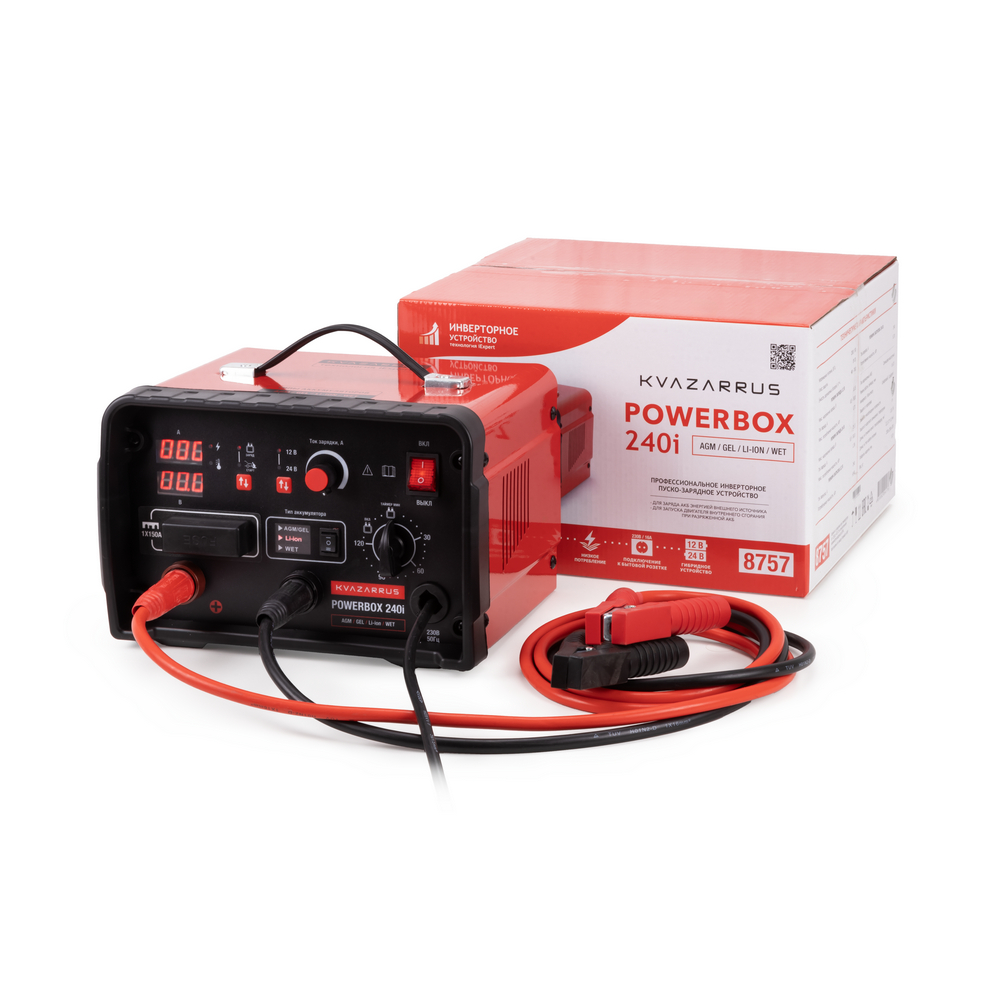 Инверторное пуско-зарядное устройство KVAZARRUS PowerBox 240i, таймер, цветная коробка