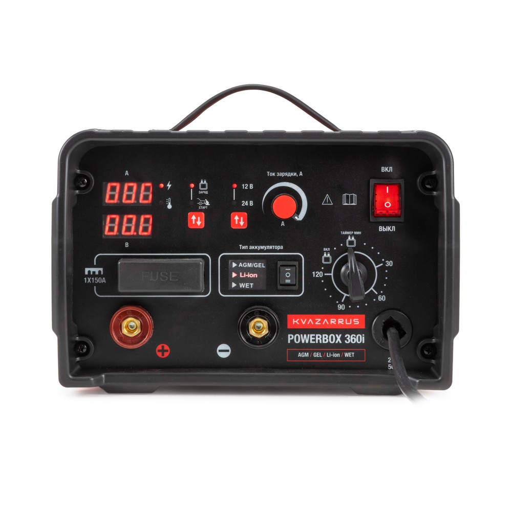 Инверторное пуско-зарядное устройство KVAZARRUS PowerBox 360i, таймер, пластиковый кейс