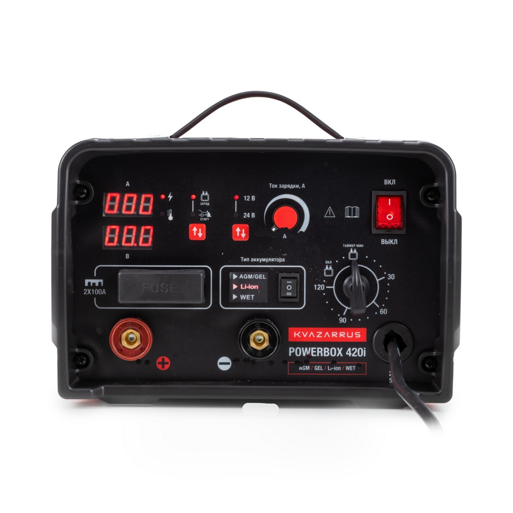 Инверторное пуско-зарядное устройство KVAZARRUS PowerBox 420i, таймер, цветная коробка
