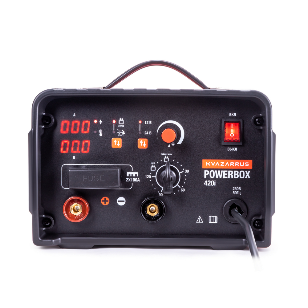 Инверторное пуско-зарядное устройство KVAZARRUS PowerBox 420i, таймер, алюминиевый кейс