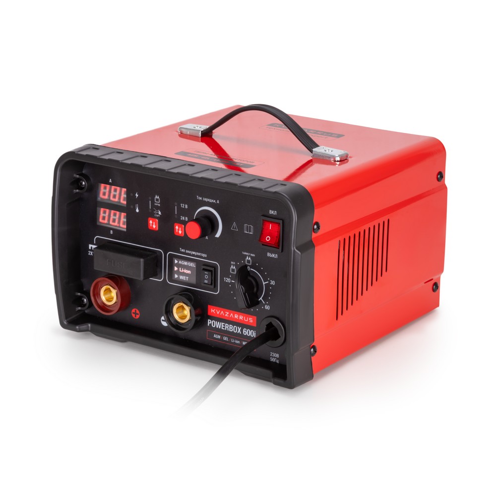 Инверторное пуско-зарядное устройство KVAZARRUS PowerBox 600i, таймер, цветная коробка