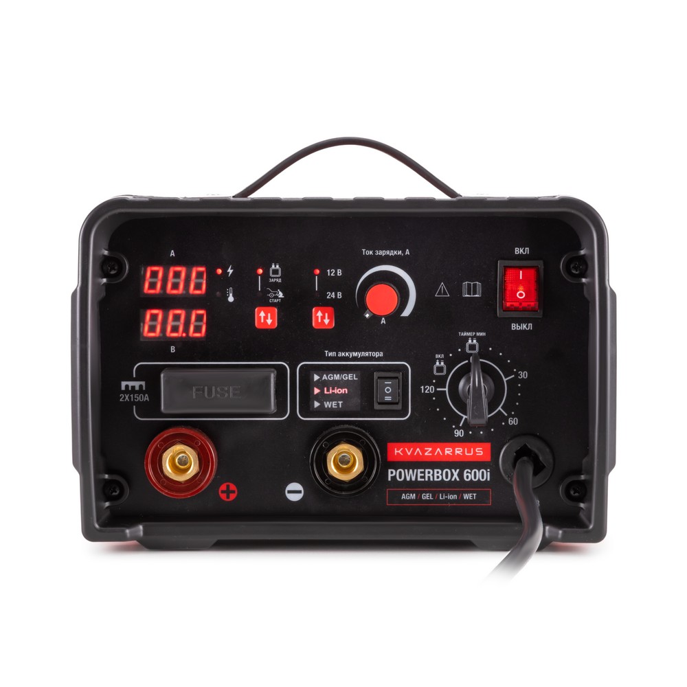 Инверторное пуско-зарядное устройство KVAZARRUS PowerBox 600i, таймер, пластиковый кейс