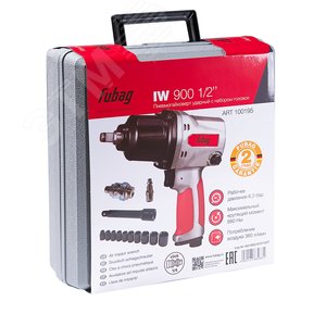 Пневмогайковерт ударный IW900 1/2'' (880Нм,6.3бар,1/2''), набор головок,кейс