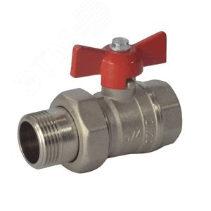 Кран шаровой латунь никель Ду 20 Ру40 ВР/американка полнопроходной бабочка 107170