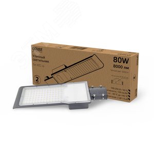 Светильник светодиодный уличный консольный LED ДКУ 80 Вт 8000 Лм 4000К IP65 190-250 В КСС Ш 420х160х57 мм Avenue Gauss