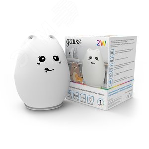 Светильник-ночник светодиодный детский LED 2 Вт модель белый с Li-ion аккумулятором и USB разъемом кошка NN Gauss