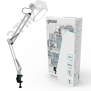 Светильник настольный под лампу E27 х60 Вт 220-240В IP20 480х165 мм белый струбцина GTL