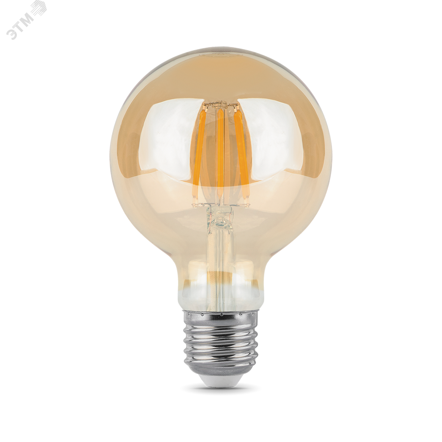 Лампа светодиодная филаментная LED 6 Вт 550 лм 2400К AC185-265В E27 шар G95 теплая золотистая колба Black Filament