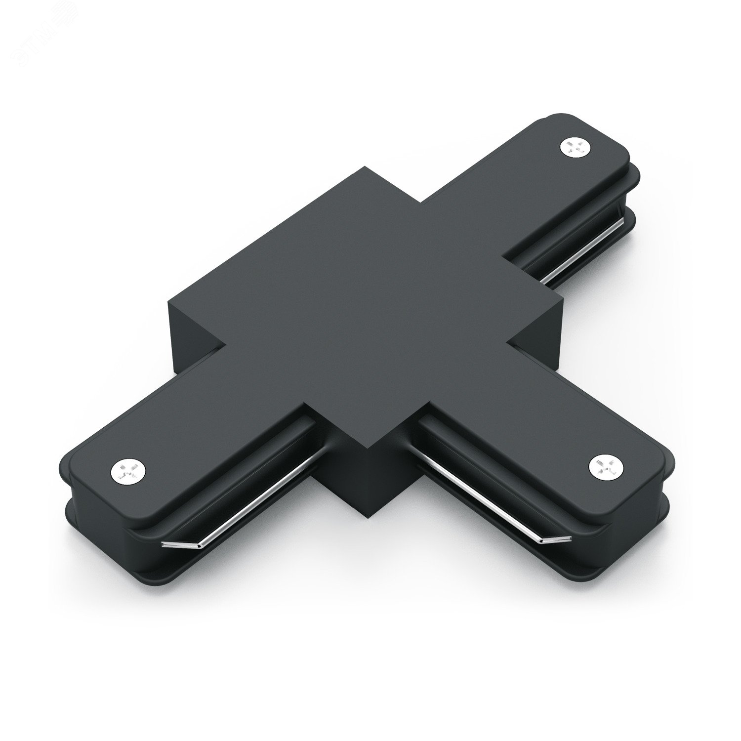 Коннектор для трековых шинопроводов (T) черный однофазный Gauss