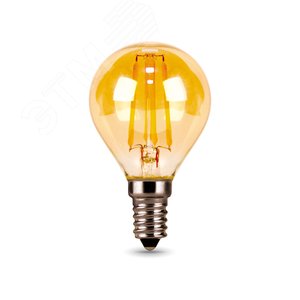 Лампа светодиодная филаментная LED 5 Вт 400 лм 2700К шар P45 теплый E14 AC 185-265В IP20 золотистая колба Black Filament Gauss