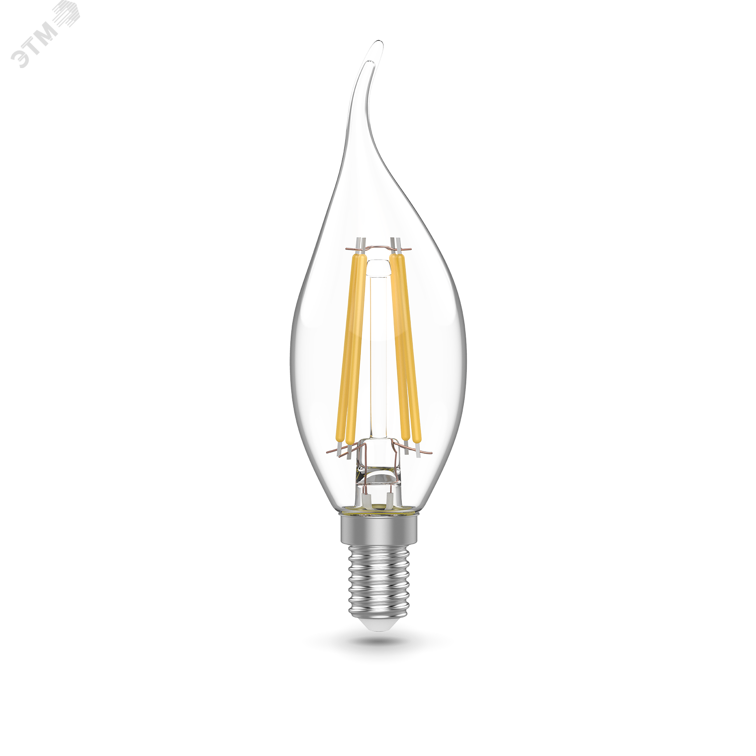 Лампа светодиодная филаментная LED 4.5 Вт 420 лм 4100К AC180-240В E14 свеча нейтральный  Basic Gauss