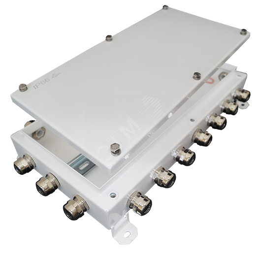 Коробка монтажная электротехническая общего назначения из оцинкованной стали, количество вводов 20