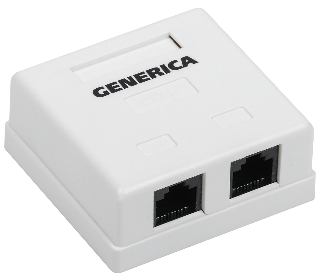Розетка информационная настенная RJ45 кат.5E UTP 2 порта GENERICA