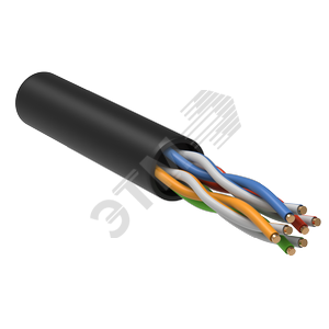 Кабель витая пара U/UTP кат.5E 100МГц 4 пары LDPE OUTDOOR 1м черный (100м) GENERICA