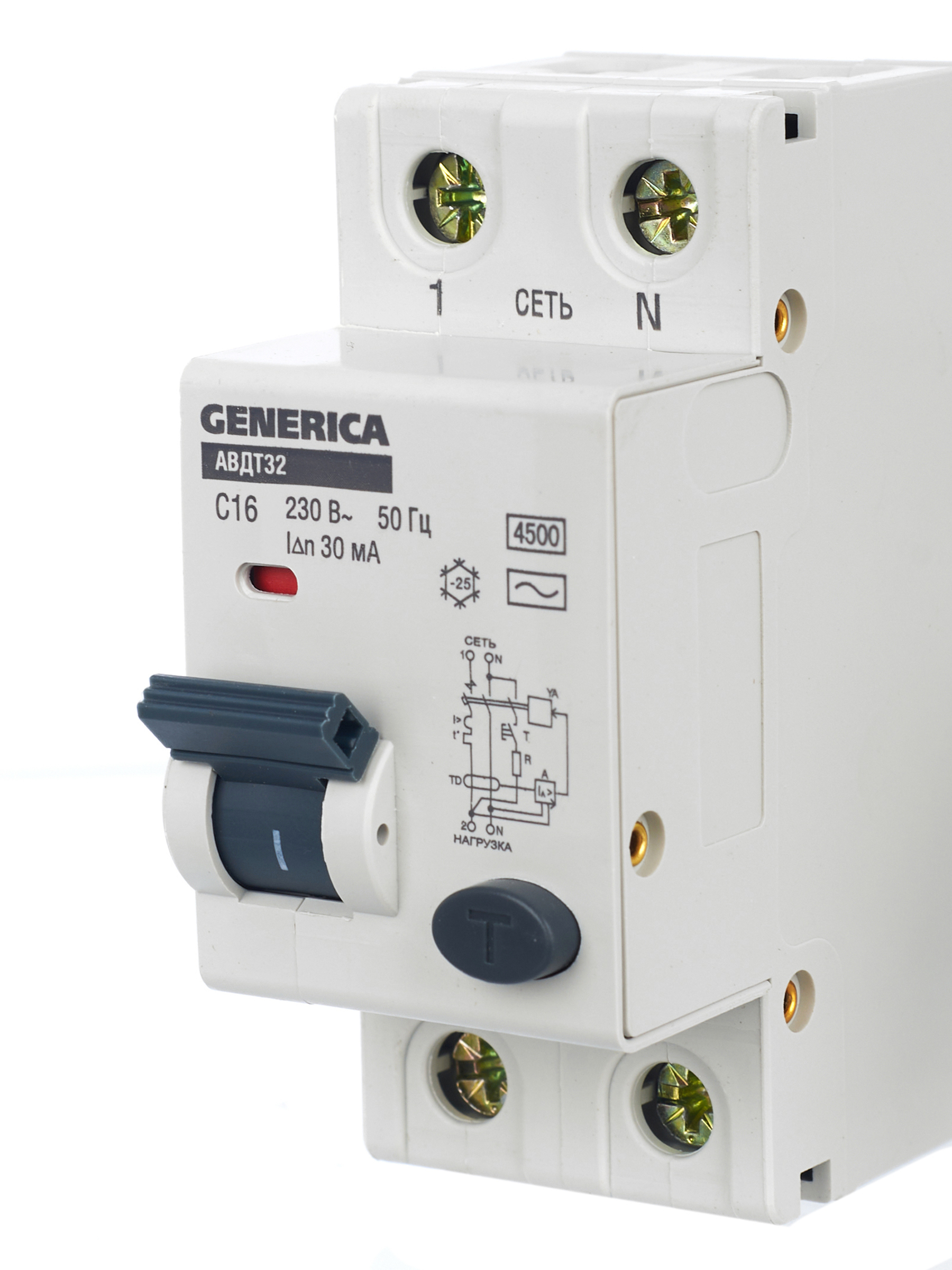 Автоматический выключатель дифференциального тока АВДТ32 C16 GENERICA