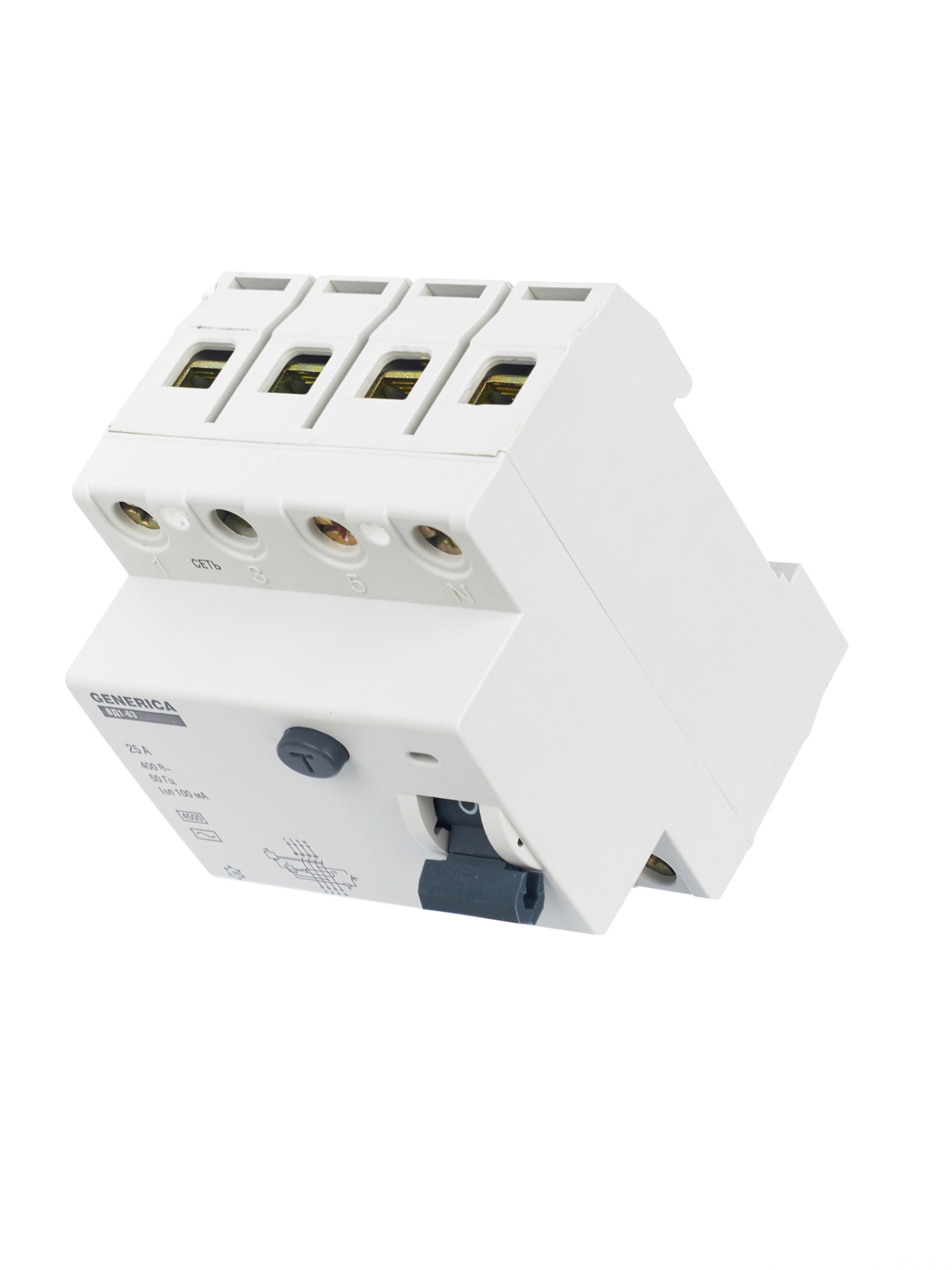 Выключатель дифференциальный (УЗО) ВД1-63 4Р 25А 100мА GENERICA