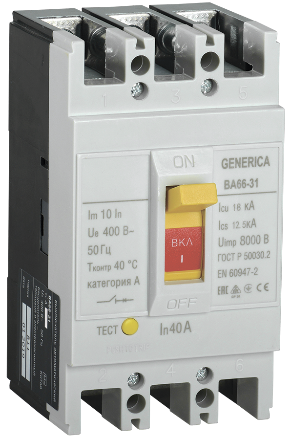 Выключатель автоматический ВА66-31 3Р 40А 18кА GENERICA