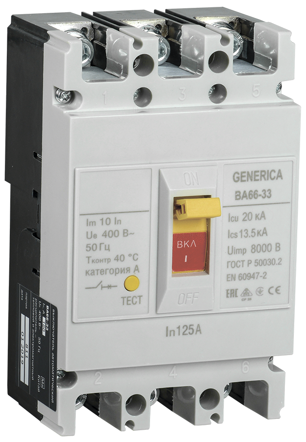 Выключатель автоматический ВА66-33 3Р 125А 20кА GENERICA