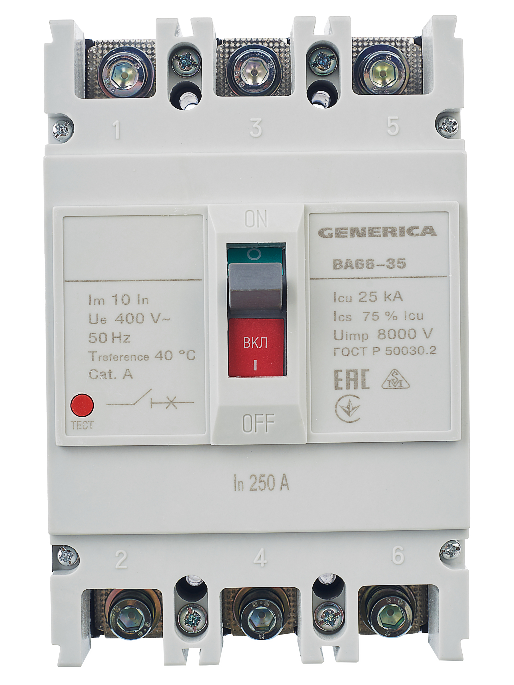 Выключатель автоматический ВА66-35 3Р 250А 25кА GENERICA