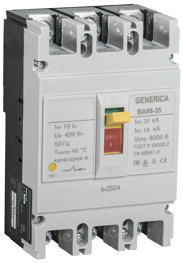 Выключатель автоматический ВА66-35 3Р 250А 25кА GENERICA