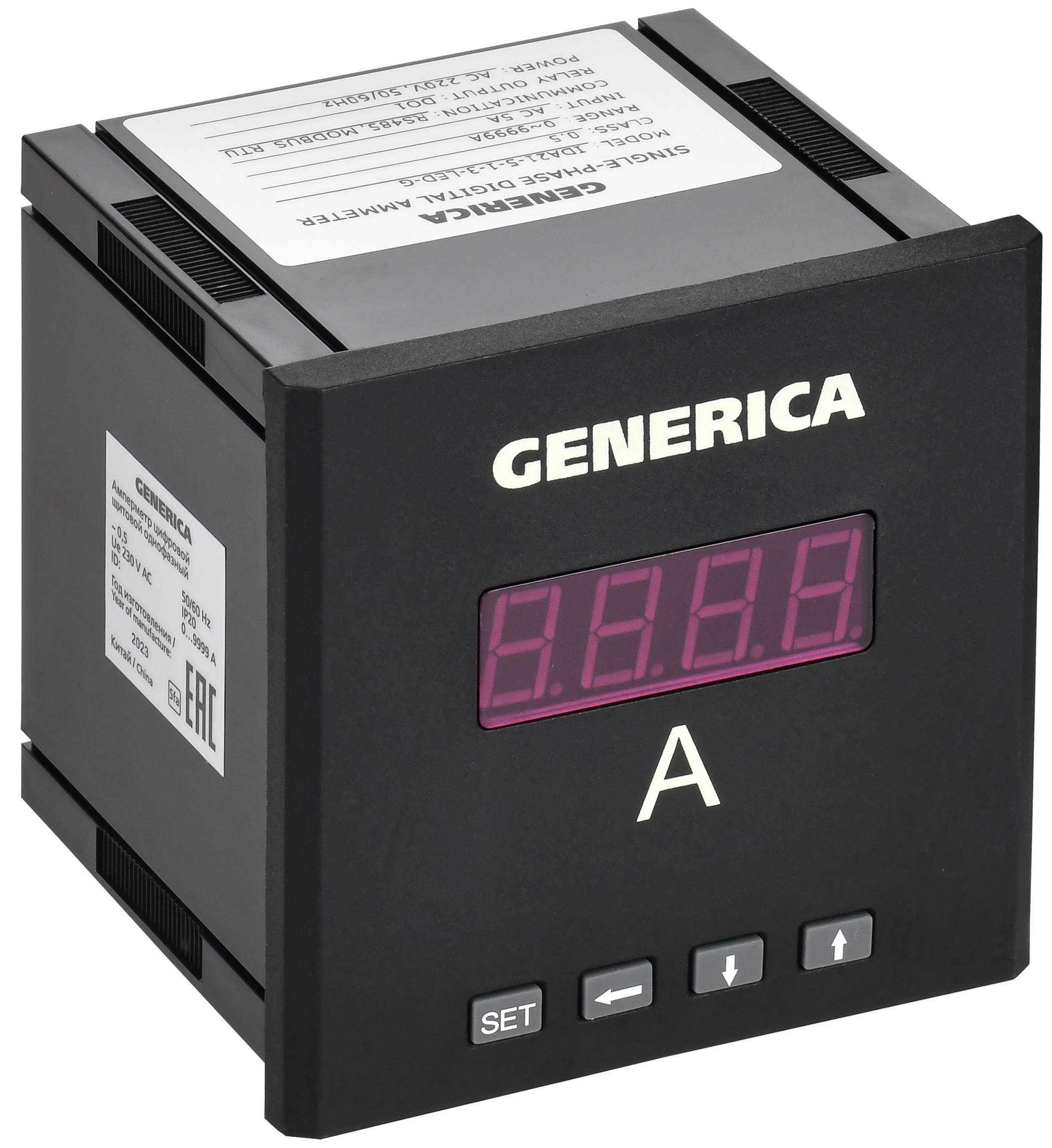 Амперметр цифровой щитовой однофазный DO RS-485 96х96мм LED GENERICA