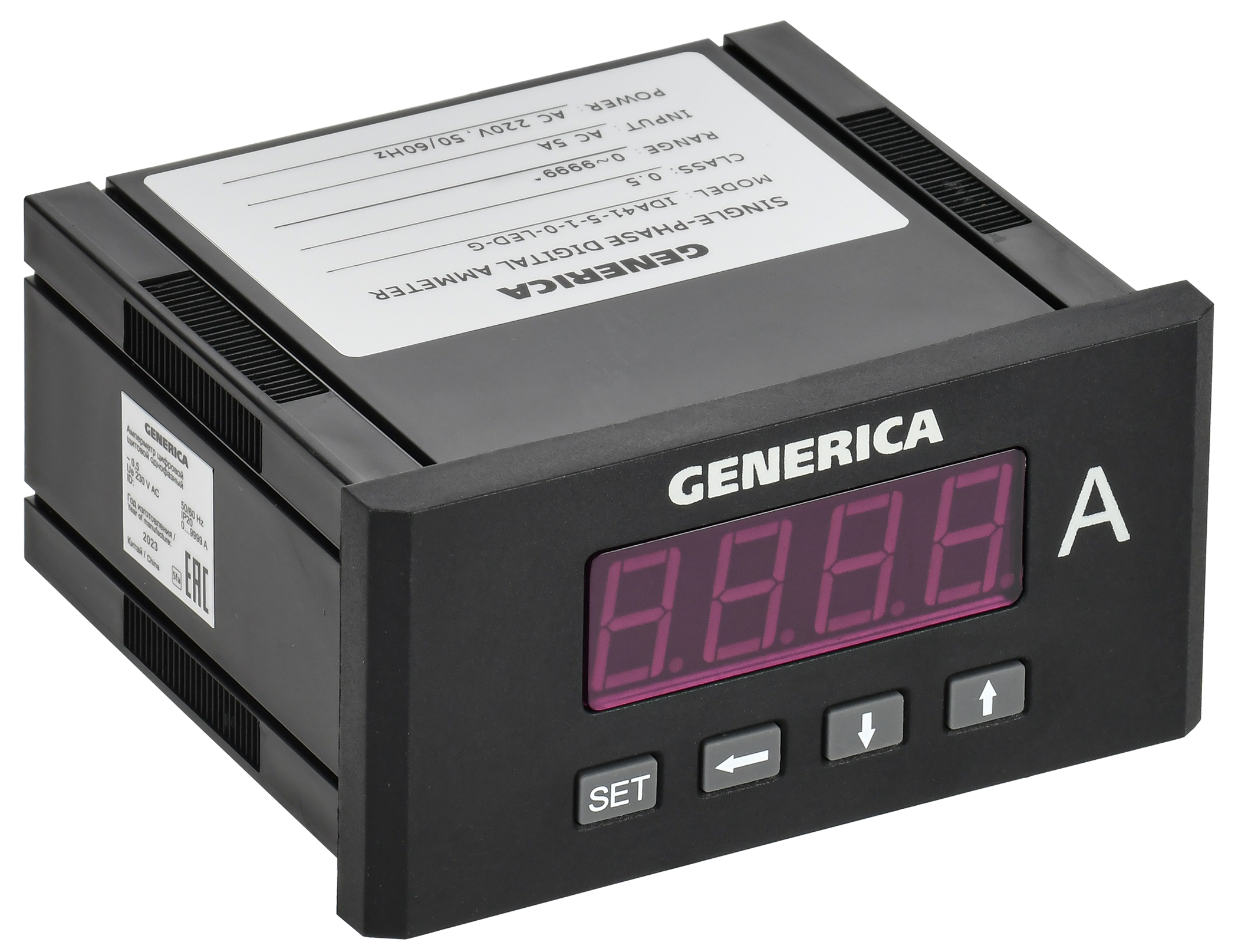 Амперметр цифровой щитовой однофазный 48х96мм LED GENERICA