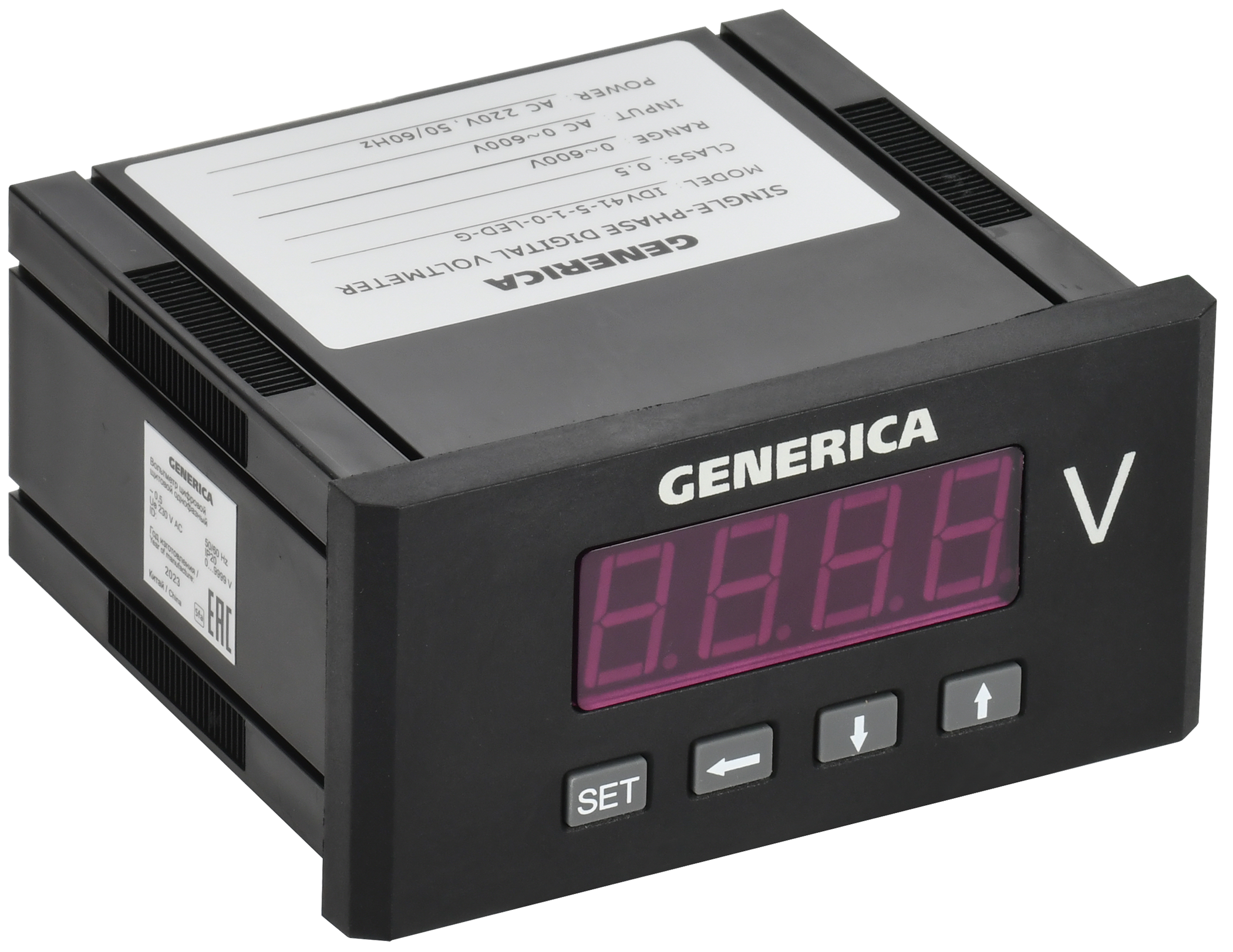 Вольтметр цифровой щитовой однофазный 48х96мм LED GENERICA