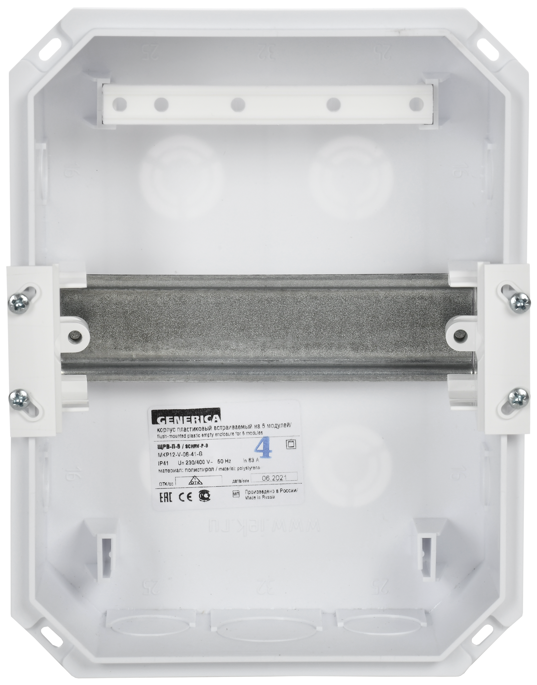 Корпус пластиковый ЩРВ-П-6 черная прозрачная дверь IP41 GENERICA