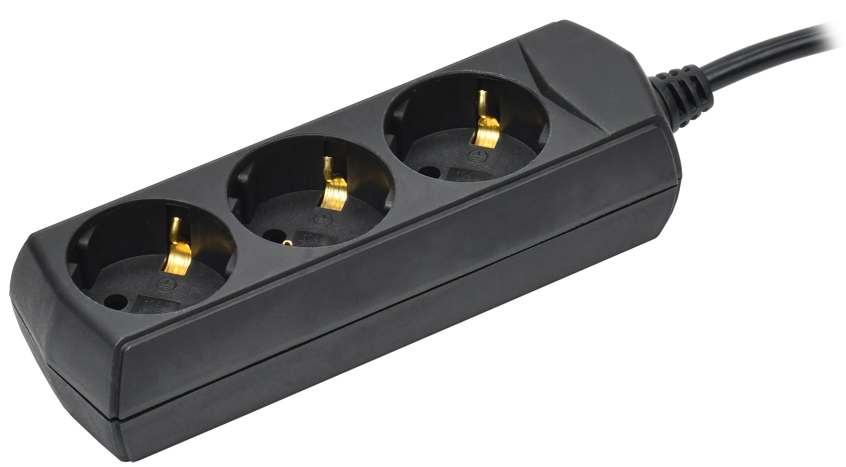 Удлинитель У03 3 места с заземлением 5м 3х1мм2 10А/250В черный GENERICA