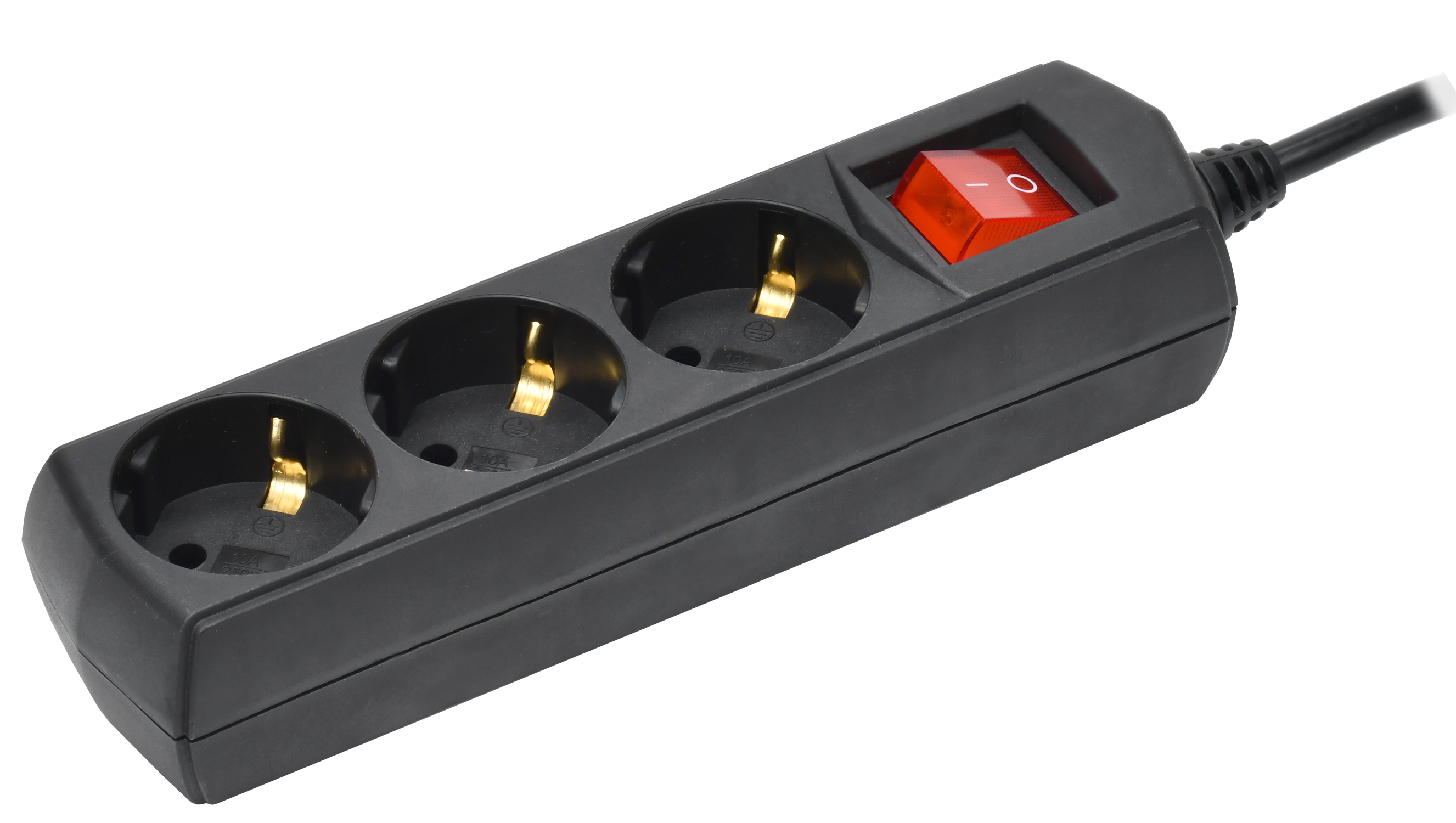 Удлинитель У03В 3 места с заземлением 5м 3х1мм2 10А/250В черный GENERICA