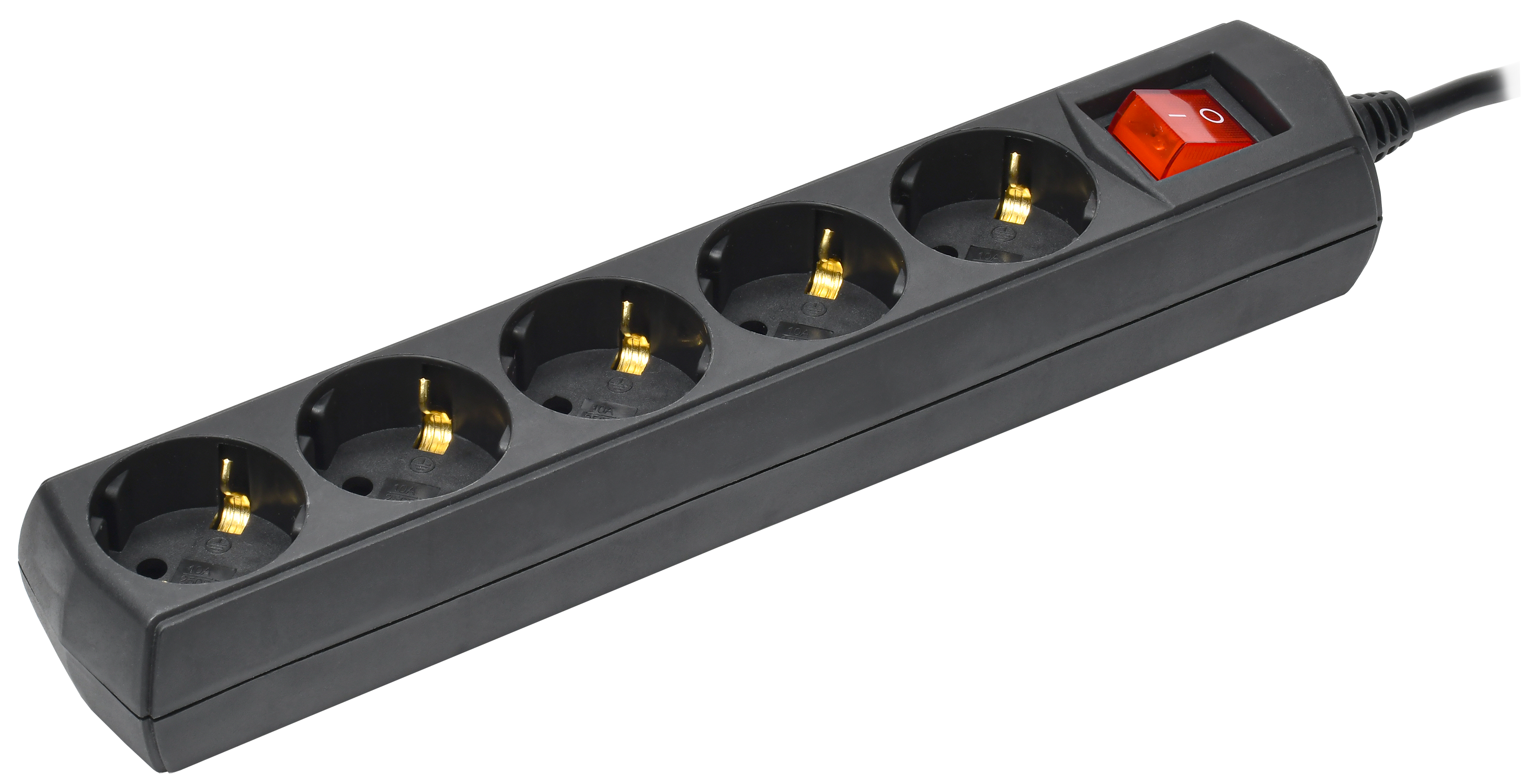 Удлинитель У05В 5 мест с заземлением 3м 3х1мм2 10А/250В черный GENERICA