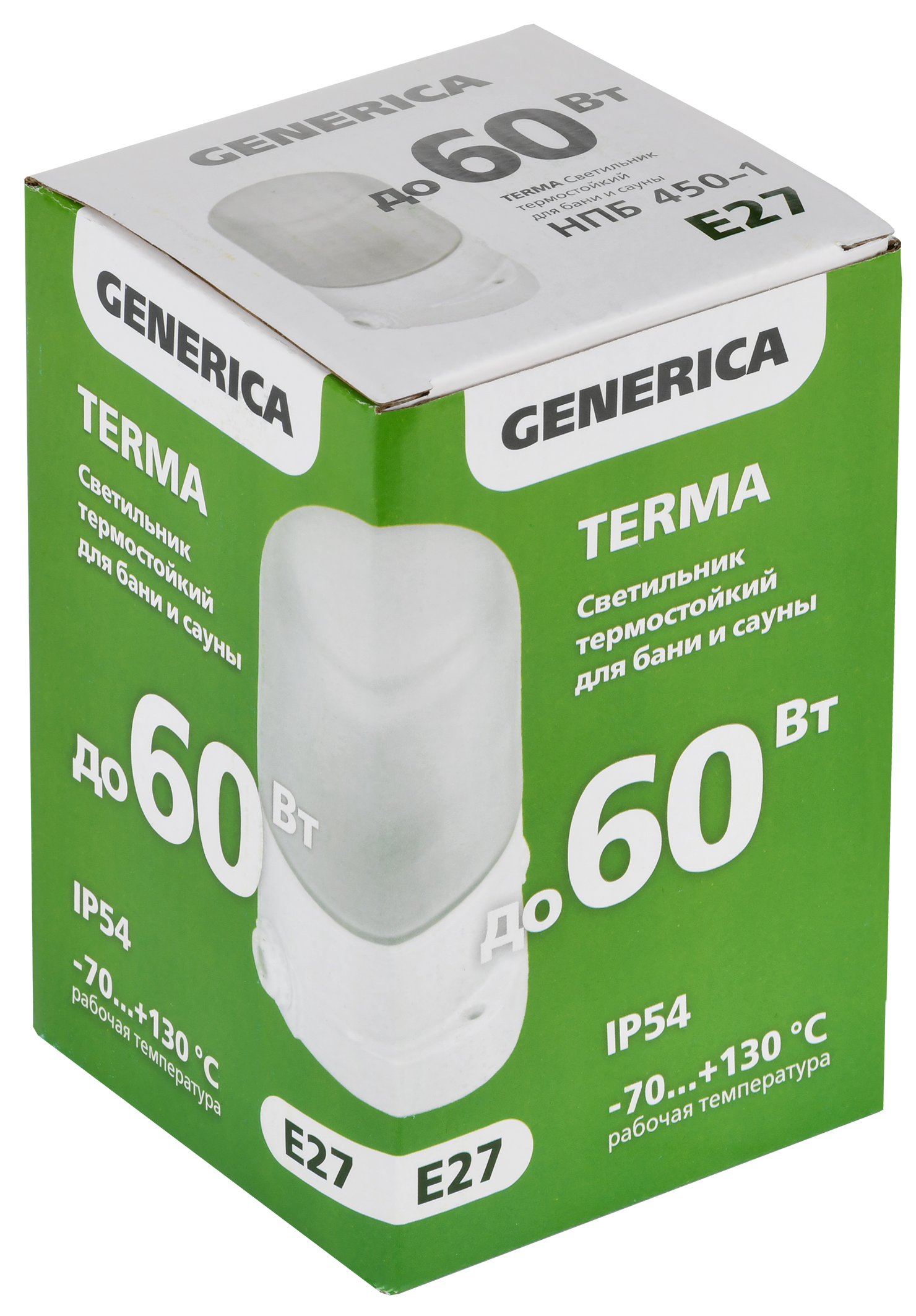TERMA Светильник термостойкий для бани и сауны НПБ 450-1 IP54 60Вт белый GENERICA