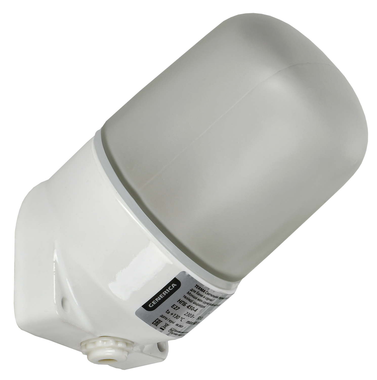 TERMA Светильник термостойкий для бани и сауны НПБ 450-4 IP54 60Вт белый наклон GENERICA